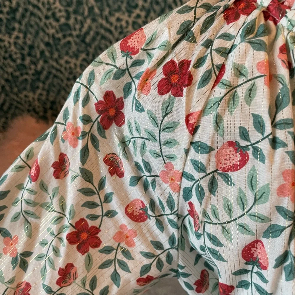Draper James White Floral Drawstring Waist Tunic